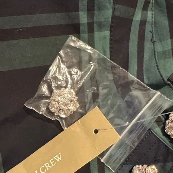 NWT J. Crew Women’s Fresco Top with Jewel Buttons Black Watch Tartan Holiday - Picture 10 of 10